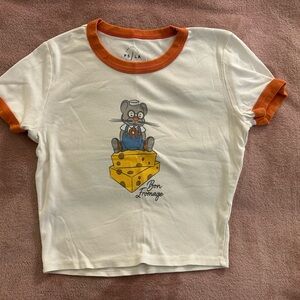 Pac Sun LA Mouse Graphic Tee - White and Orange Size Small